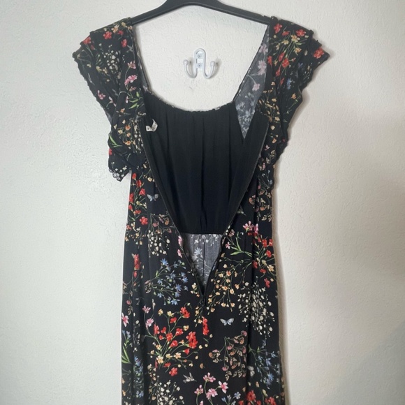Alice + Olivia Cherri Off The Shoulder Floral Black/Multicolor Maxi Dress Size 6 - Picture 8 of 15